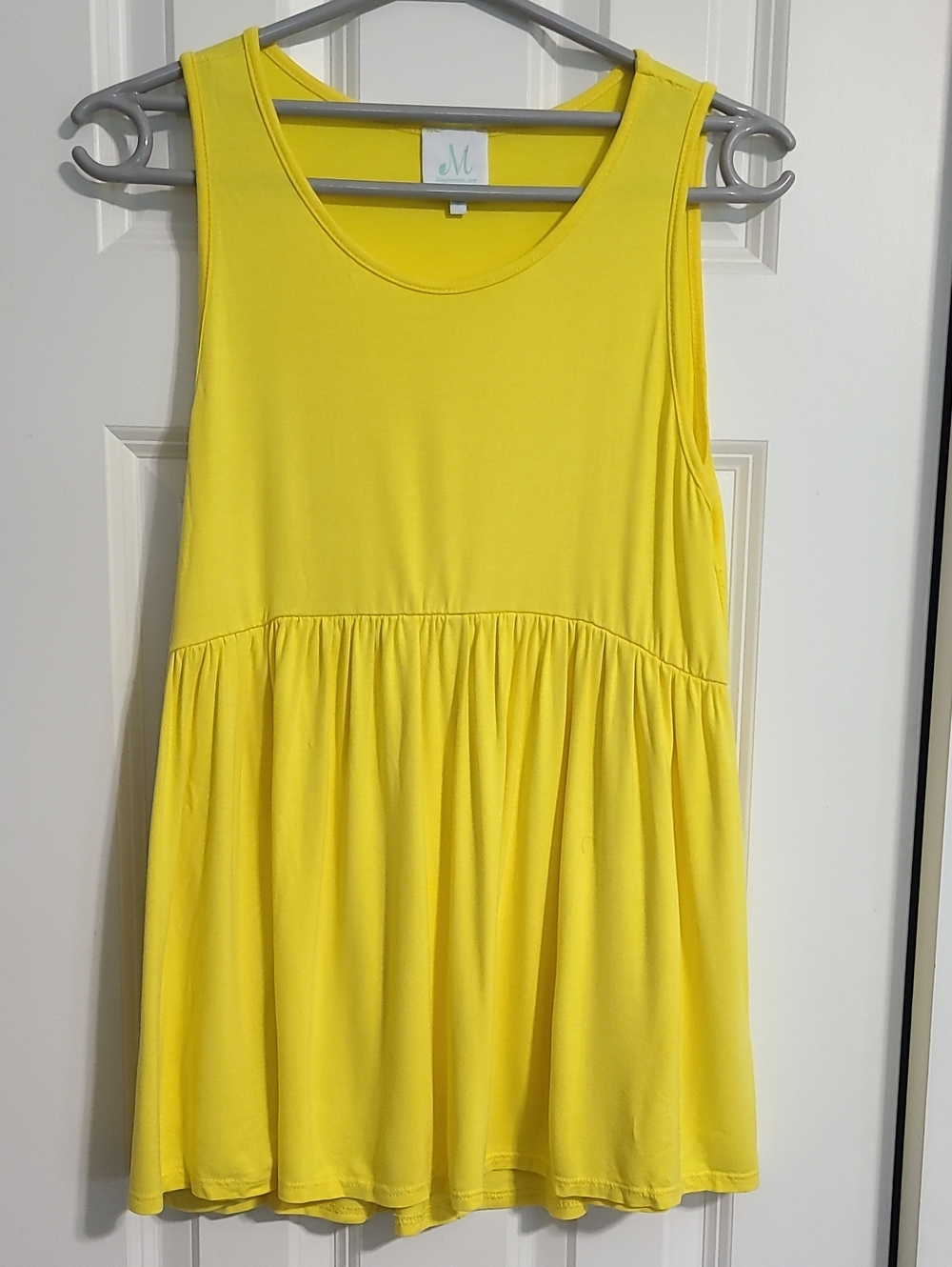 Mint Bright Yellow Sleeveless Tank Top with Gathered Waist
